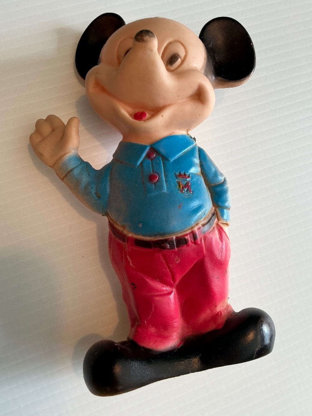 Vintage 1965 Mickey Mouse Rubber Squeak Toy WDP Holland Hall 6.5" Figure